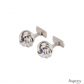 Asprey White Gold Sapphire Knot Cufflinks
